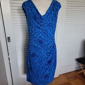 Ralph Lauren Drape Neck Ruched Dress size 14